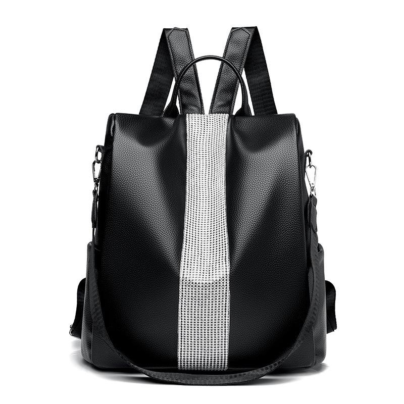 Новая текстура мягкой кожи женский рюкзак большой вместимости рюкзак с бриллиантовой инкрустацией простой и модный наплечный дорожный рюкзак