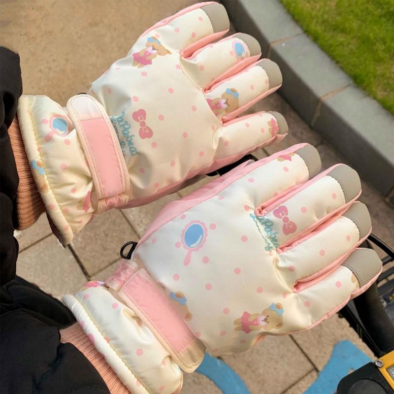 Womens Winter Ski Gloves Original Design Thick Fleece Lined Waterproof Outdoor Cycling Warm Non-Slip Windproof Touchscreen