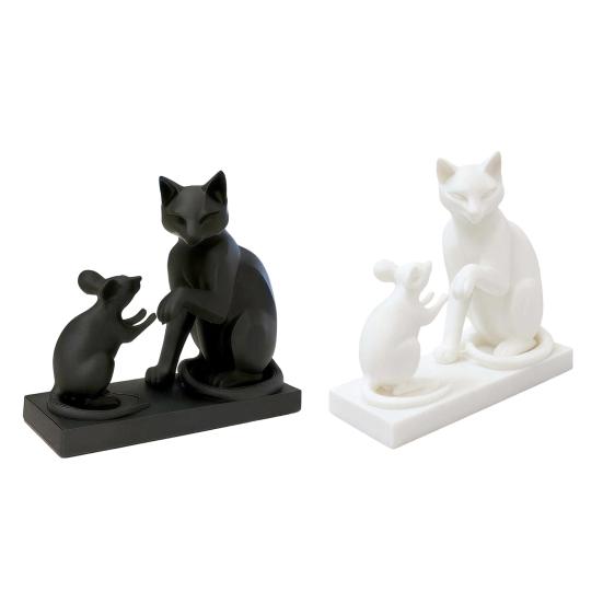 Фигурки животных 3D-печать Современная скульптура Кошка и Мышь, Минималистичный Декор для Рабочего Стола, Матовый Арт-Украшение, Коллекционная Фигурка, Устойчивая