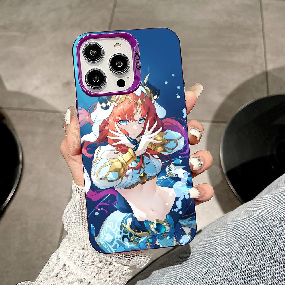 Game GI Nilou Purple Translucent Mobile Phone Case for iPhone 17 16 15 14 13 12 11 X XR XS 8 7 Air Pro Max Plus Colorful Cover