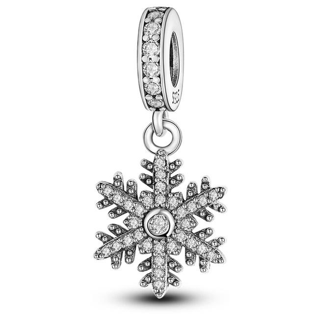 Рождественский подарок Подвески из бисера из стерлингового серебра 925 пробы Снежинка Лось Санта-Клаус Подвеска в виде рождественской елки Подходит для оригинального нового браслета Ювелирные изделия