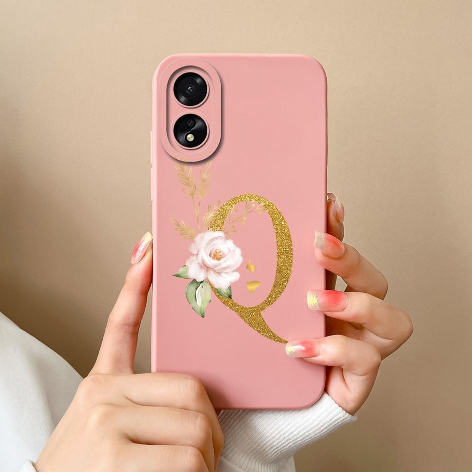 For OPPO Realme Narzo 60 Pro C51 11 Pro Plus A2 A58 A98 Phone Case Fashion Protective A-Z Flower Matte Liquid Silicone Soft Back Cover For OPPO Bumper