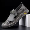 2025 Summer New Men's Daily Casual Leather Shoes Men's Handmade Online Mesh Hollow Breathable Sandals Men 0952