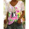 Летняя женская футболка большого размера с принтом кролика - Повседневный топ с коротким рукавом для весны Пасхи женская футболка