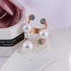 Rhinestone Oversize for Women Irregular Finger Rings Open Rings Shiny Crystal Multi Pearl Rings