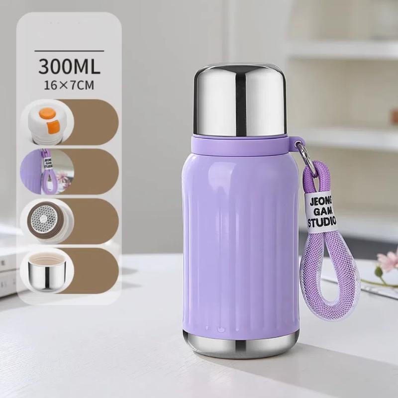316 Stainless Steel Vacuum Flask – 300ml/420ml Travel Thermos Bottle with Dual Lids for Coffee & Ice Water
