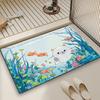 Fish Cat Cute Kawaii Door Mat Bath Microfiber Decorative Versatile Flannel Floor Mat Quick Dry Absorbent Non-slip Sole