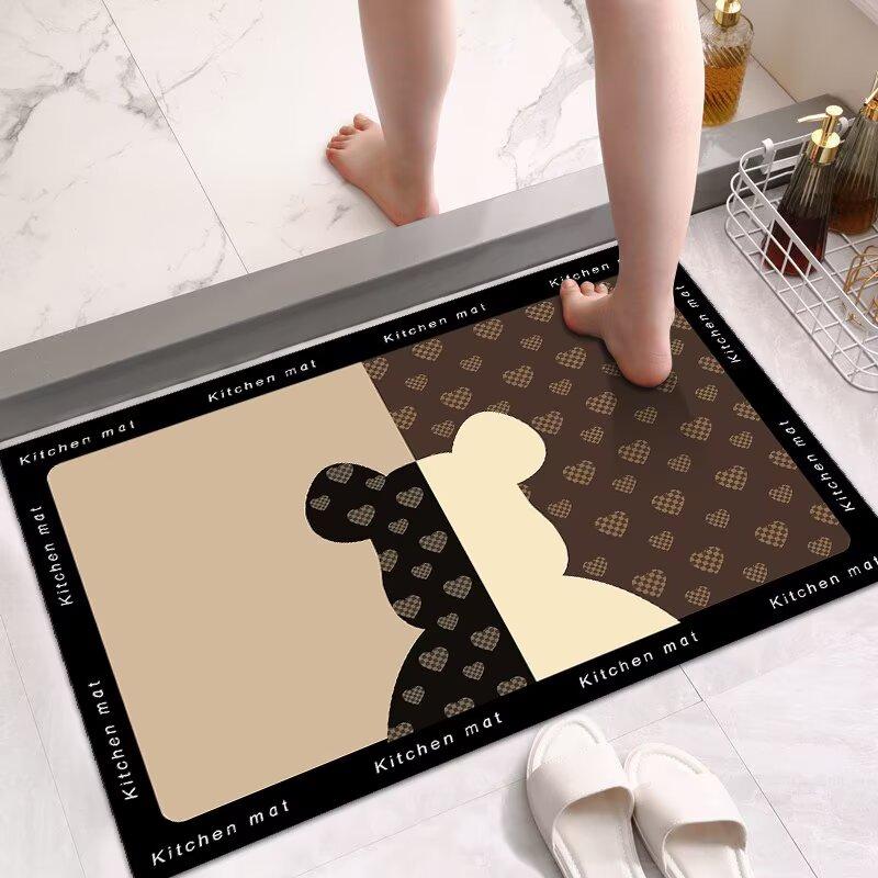 Diatom Mud Bathroom Absorbent Floor Mat, Bathroom Entry Door Non-Slip Mat, Household Floor Mat, Quick-Drying Leave-In Kitchen Ma