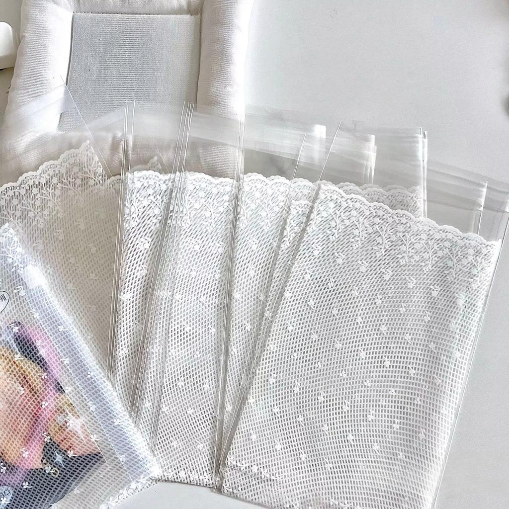 100 шт. Белый кружевной пакет из ОПП с самоклеящимся клапаном, эстетичный, для упаковки фотокарточек K-pop 3 дюйма, декоративный пакет, милая упаковка для подарков для карточек