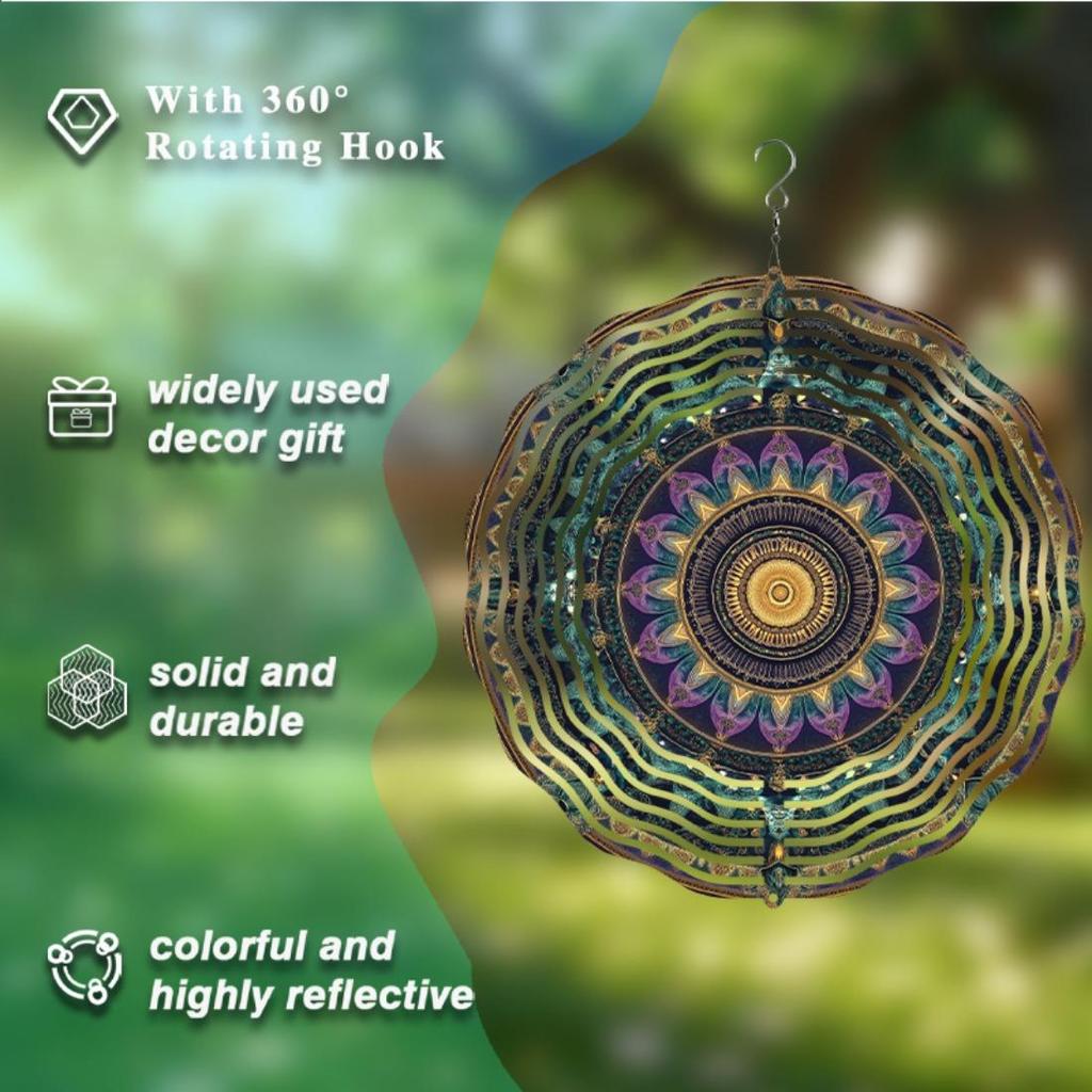 10-дюймовый металлический мандала-спиннер для ветра, уличный декор для сада, вращающаяся музыка ветра для патио, двора, весны, лета, Дня благодарения, подарка на День матери