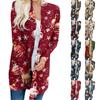 Women's Fashion Casual Christmas Tree Printed Mid-Length Cardigan Jacket