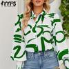 Женские модные повседневные весенне-осенние блузки и рубашки с длинным рукавом с цветным принтом и воротником-поло