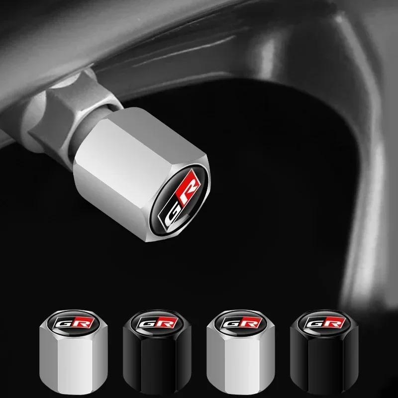 YDEM7 Alloy Anti-Theft Tire Valve Caps Car Wheel Stem Rim Caps Covers For Toyota GR Sport Yaris Corolla Hilux Supra C-HR Accessories