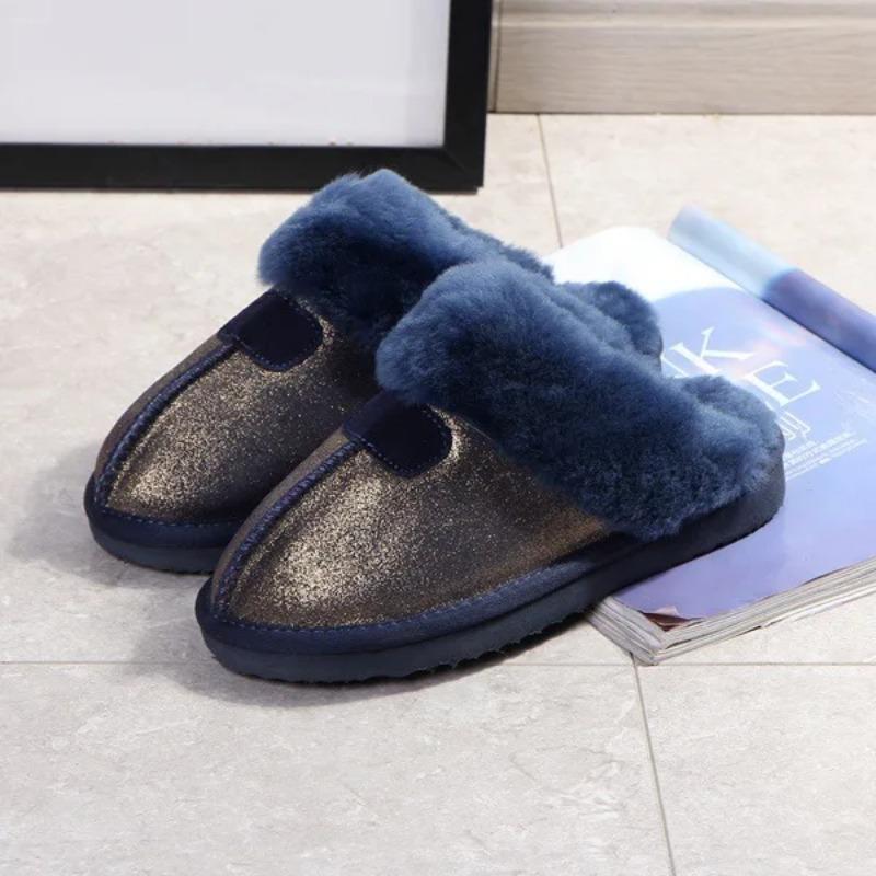 Новые тапочки из натурального овчинного меха, женские зимние тапочки, женские теплые домашние тапочки, мягкие шерстяные женские домашние тапочки