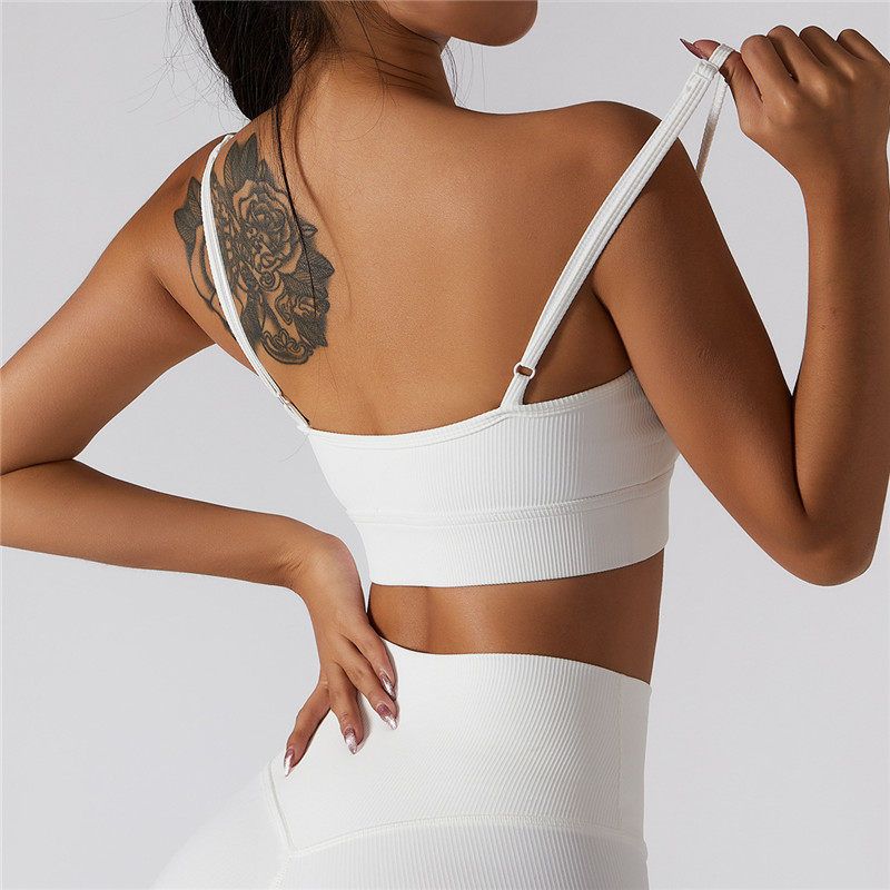European and American Sexy Minimalism Intimates Gather Shockproof Yoga Clothes with Chest Pad Fitness Vest Short Dancing Bra