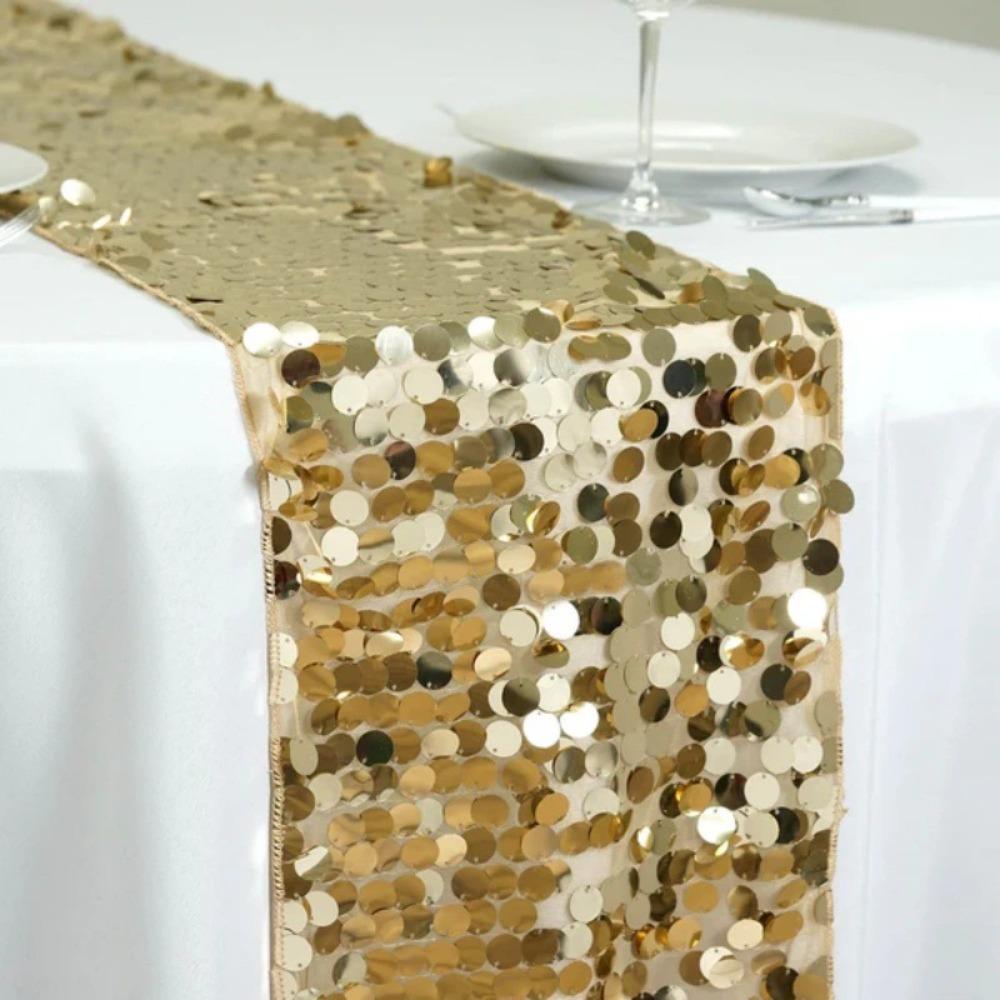 Sparkling Sequins Table Runner Fish Scale Glitters Table Cover Underwater Themed Parties