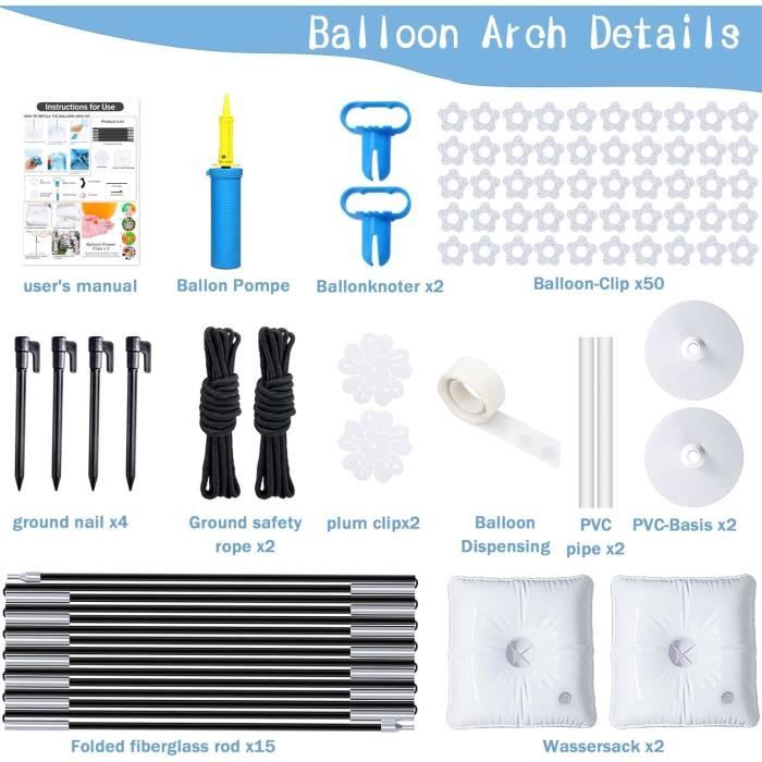 Arche De Ballon - MUOIVG - Réutilisable - 2,3x3,2M - Idéal Pour Mariage Et Événements