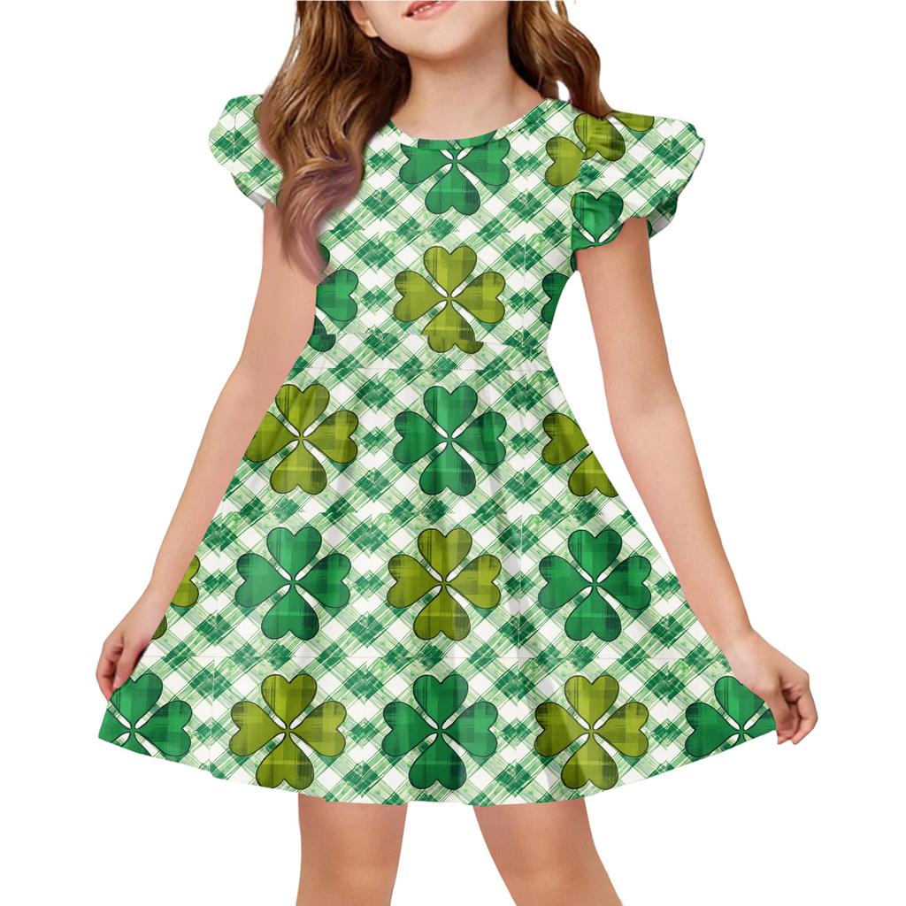 Girls' Summer Princess Dress - A-Line T-Shirt Dress St. Patrick's Day