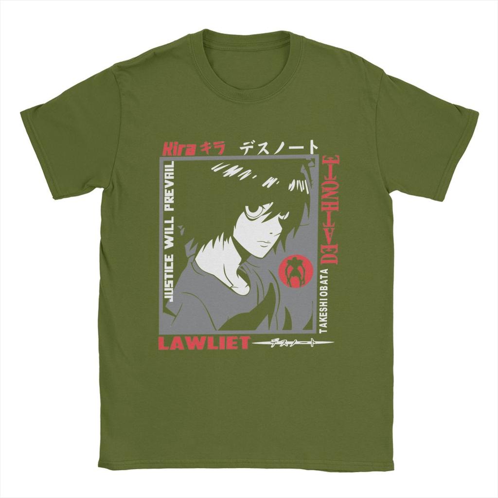 Men's T-Shirt Deaths Notes L Lawliet Vintage Cotton Tee Shirt Short Sleeve T Shirt Round Neck Clothing New Arrival