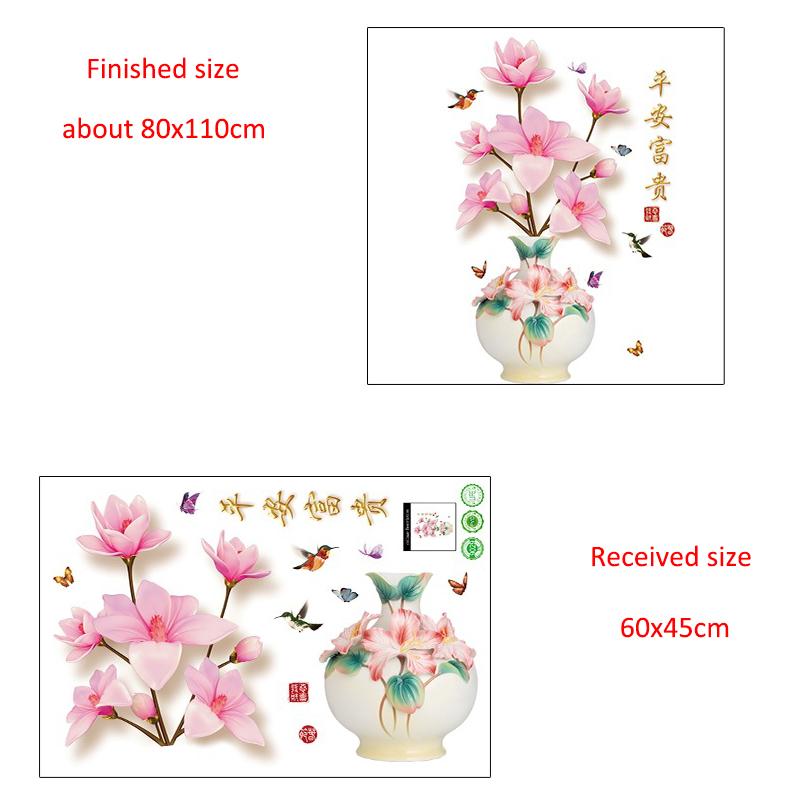 Настенная наклейка в китайском стиле с вазой с пионами для спальни, гостиной, самоклеящаяся виниловая наклейка, съемный декор для фона телевизора, украшение для дома