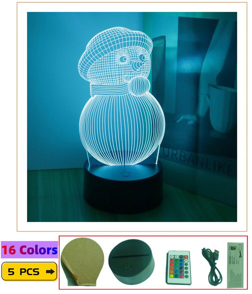 Светодиодный ночник 3D лампы Иллюзия Стич Рождественская елка Дед Мороз Снеговики Детский ночник Лампа для декора дома Детская игрушка Рождественские подарки