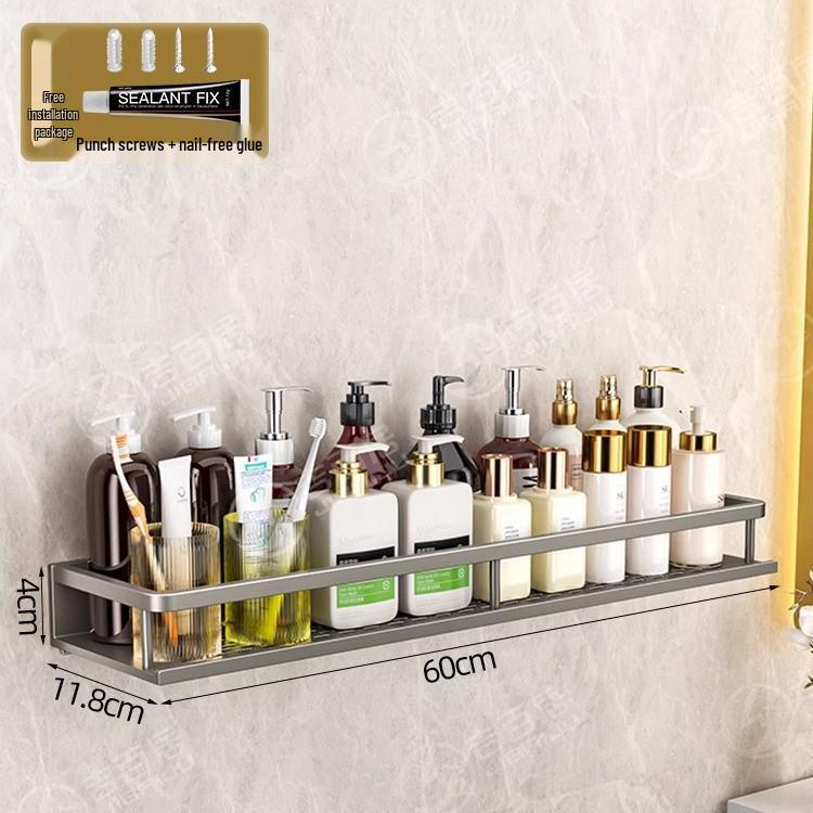 Роскошная настенная полка для ванной комнаты со штангами для хранения без сверления