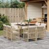 VidaXL Garden Dining Set and Cushions 9 Pcs Beige Poly Rattan, Outdoor Dining Set 3210838