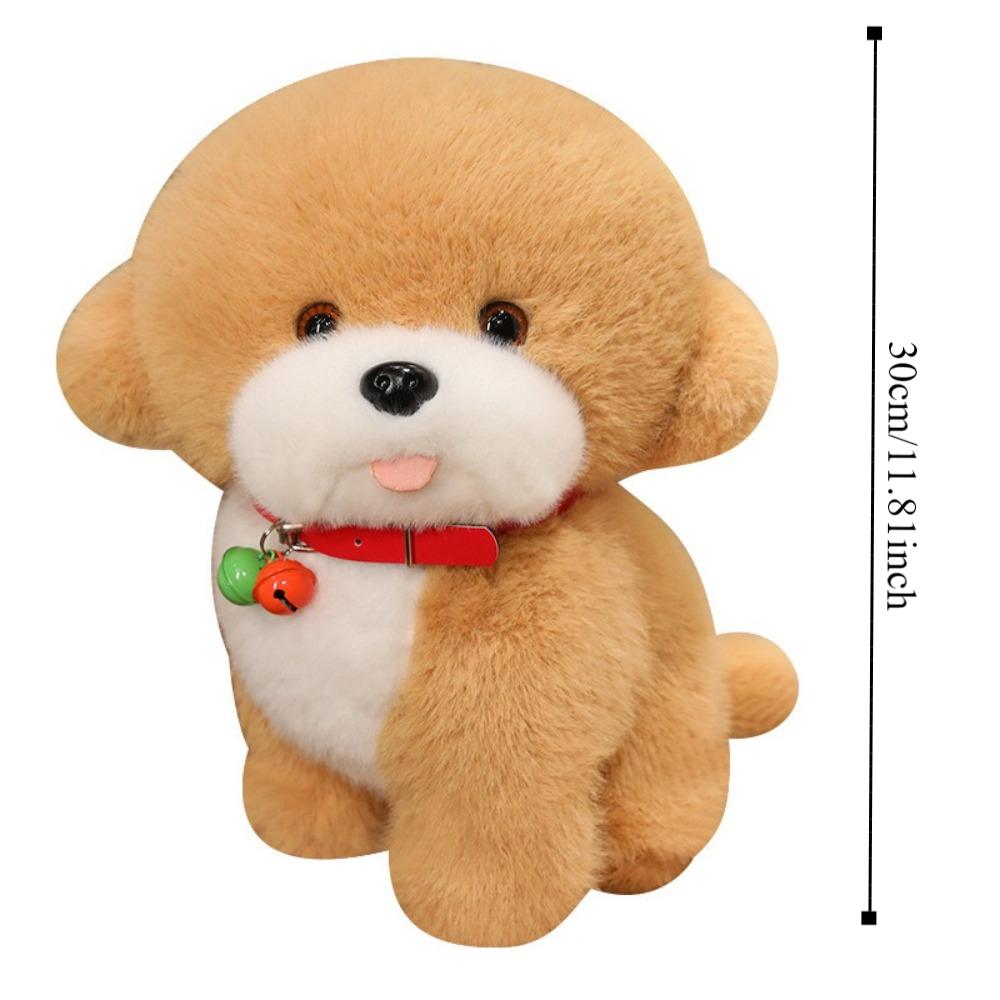 Мягкая имитация плюшевых игрушек для собак, сидящие мягкие игрушки, кукла-щенок, куклы-щенки с красным колокольчиком, детские подарки