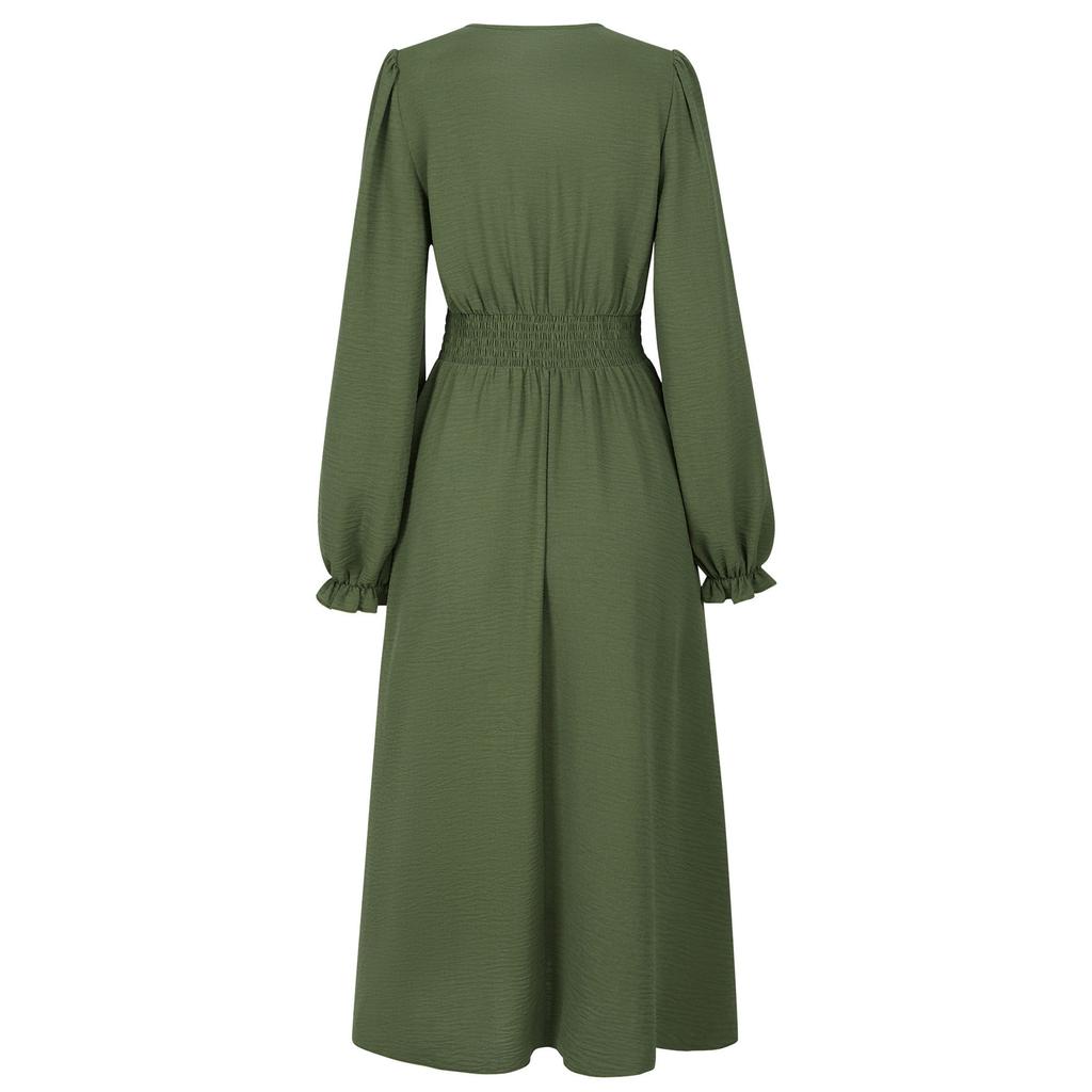 Женская осенняя юбка с v-образным вырезом на талии, однотонное платье средней длины, женское платье, женская юбка трапециевидной формы с низом