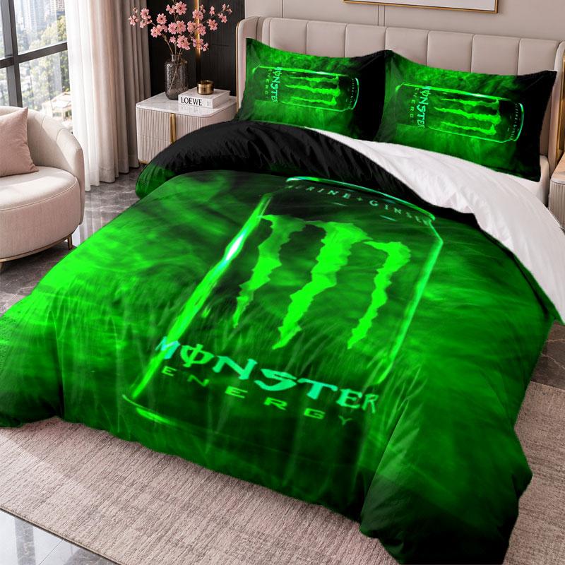 Monster Energy 3Pcs Bedding Set Duvet Cover With Two Pillowcases For Bedroom Home Decoration