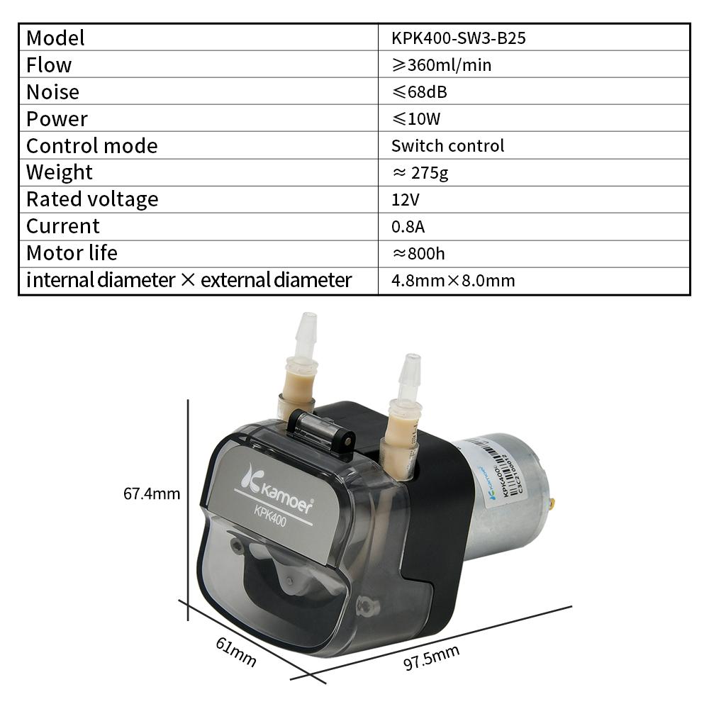 Kamoer 400ml/min KPK400 High Flow Peristaltic Pump 12V 24V DC Motor Self-priming Pump BPT Tubing Dosing Pump for Lab Analyzers