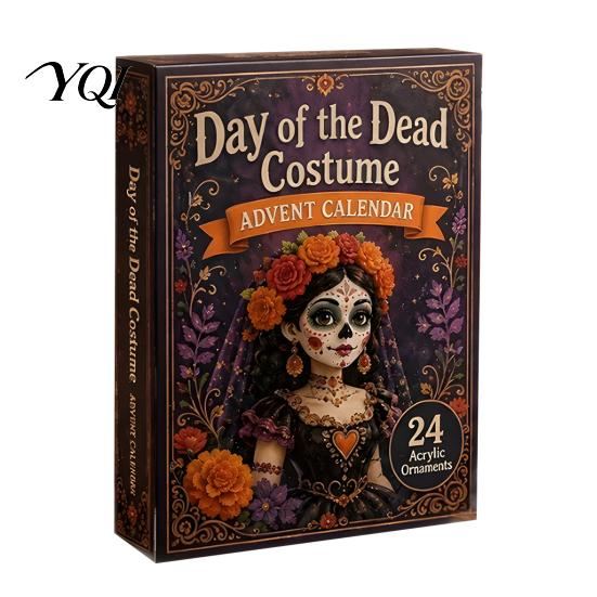 Acrylic Miniature Doll Set Day of The Dead Costume Advent Calendar 2026, 24 Days Countdown with Decorative Figurine Collection Pcs Mini Skull
