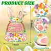 Wooden Easter Decoration Door Wreath for Front Door Sign Wall Signs Rabbit Spring Decoration, Hollow Bunny Sign Flower Egg Welcome Hanging for Home