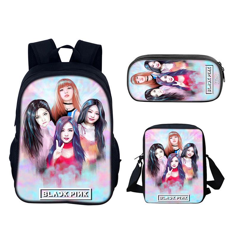 Набор школьных рюкзаков Blackpink из нейлонового материала с креативным дизайном для повседневного использования
