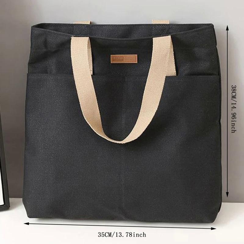 Women's Tote Bag Canvas Sewing Thread Large Capacity Advanced Sense Handbag Convenient Practical Female's Commuter Bag