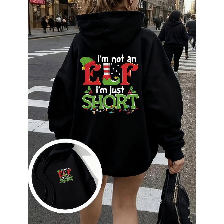 Women's Autumn Winter Casual Christmas Letter Print Fleece Hoodie, Fashionable, Comfortable & Durable