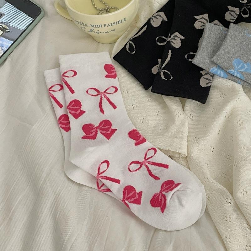 Леди Весна и Осень Все Виды Простой Милый Нежный Иллюстрация с Бантиком Колледж Ветер Гольфы-трубы