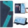 Case for Samsung Galaxy A52s 5G and A52 5G-4G In Patterned PU Leather with Card Holder and Stand, Blue + 2 Tempered Glasses