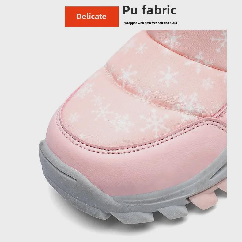 Зимние сапоги для девочек 2023 года: Теплые детские ботинки из толстого бархата со стальными когтями