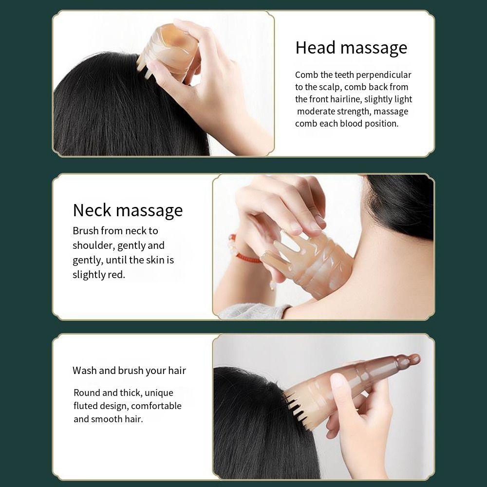 Gua Sha Wide Tooth Scalp Massager Brush Shampoo Comb Buffalo Horn Meridian Comb  SPA