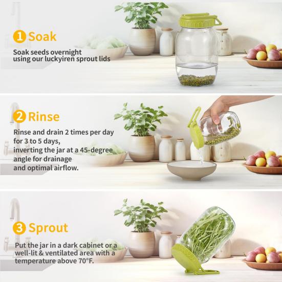 Крышка для проращивания с подставкой Крышка для проращивателя пищевого класса Крышка для банки для выращивания ростков фасоли для банок Мейсона с широким горлышком Легкое проращивание семян Люцерна Брокколи Салат