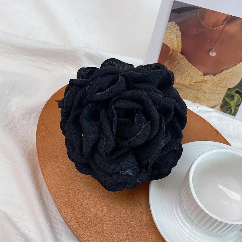 Заколка-краб из ткани с цветком розы для женщин и девочек, корейская мода, заколки, пластиковые зажимы для волос, головные уборы, аксессуары для укладки волос
