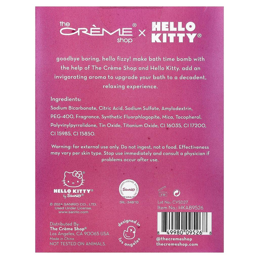 The Creme Shop, Hello Kitty®, Ароматерапевтическая бомбочка для ванны, Клубничное небо, 1 шт.