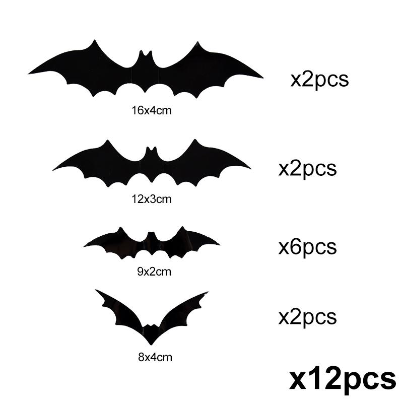 Halloween 3D Black Bat Wall Stickers For Home Room Indoor Decoration Scary Props Kids Party Favors Wall Decals Window Sticker 5