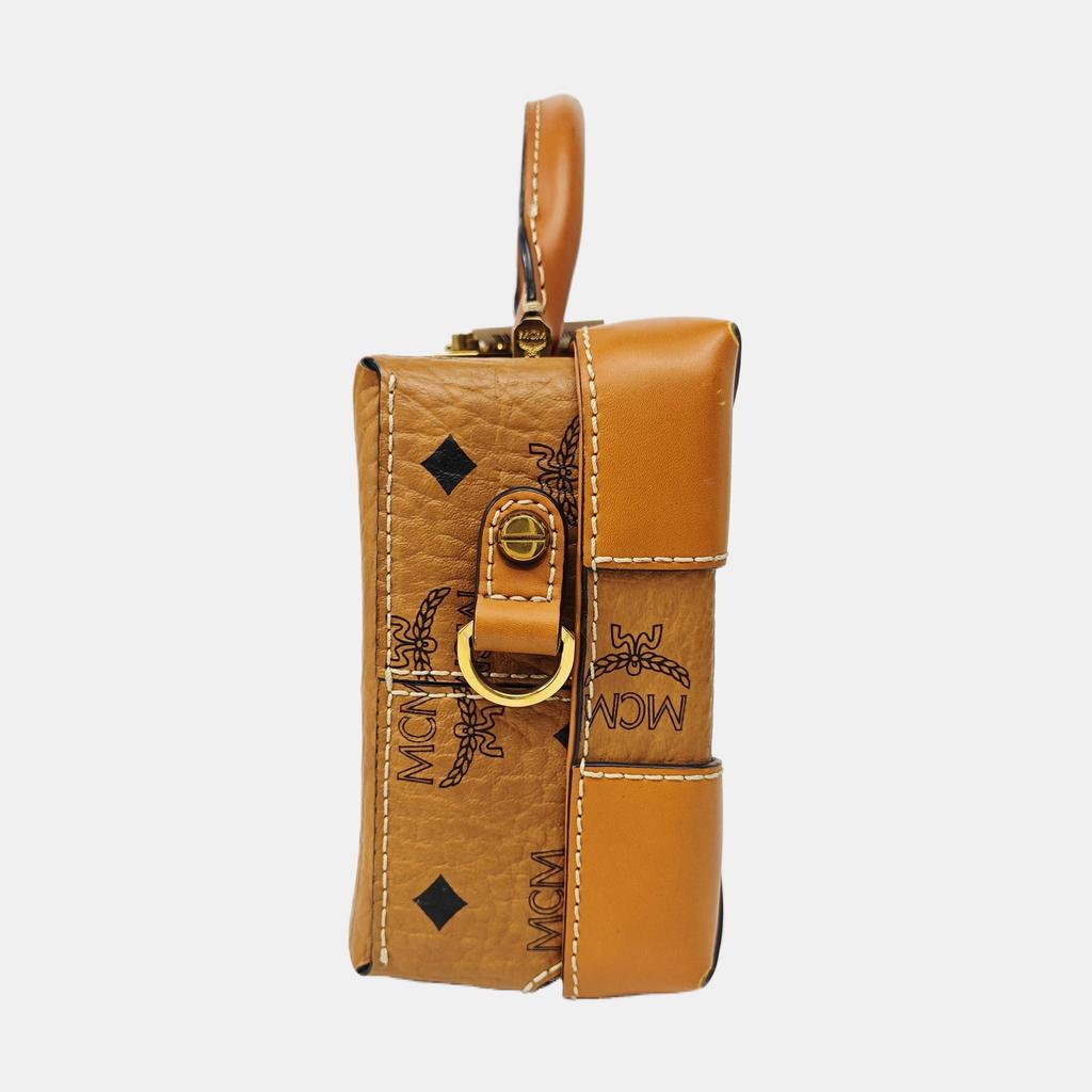 [Pre-Owned] Berlin Small Cognac Coated Canvas Printed Crossbody Bag - Very Good #1QUQTLN