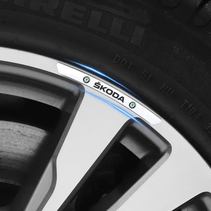 CAPR9 for Skoda 4pcs Car Wheel Hub Badge Decal Scala Kodiak Citigo Kamiq Roomster Rapid Yeti Karoq Kodiaq Octavia Fabia Superb Felicia