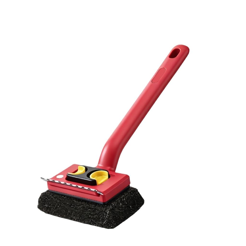 Portable Outdoor Manual Grill Cleaner Brush with Sturdy Handle and Replaceable Scrubbing Pad for Efficient Barbecue Cleaning