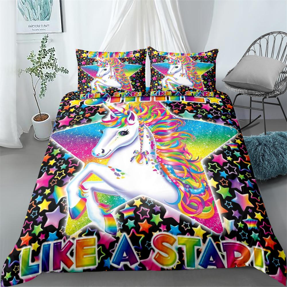 Popular Unicorn Duvet Cover Set Single Twin Double Queen King Super King Size Bed Linen Set