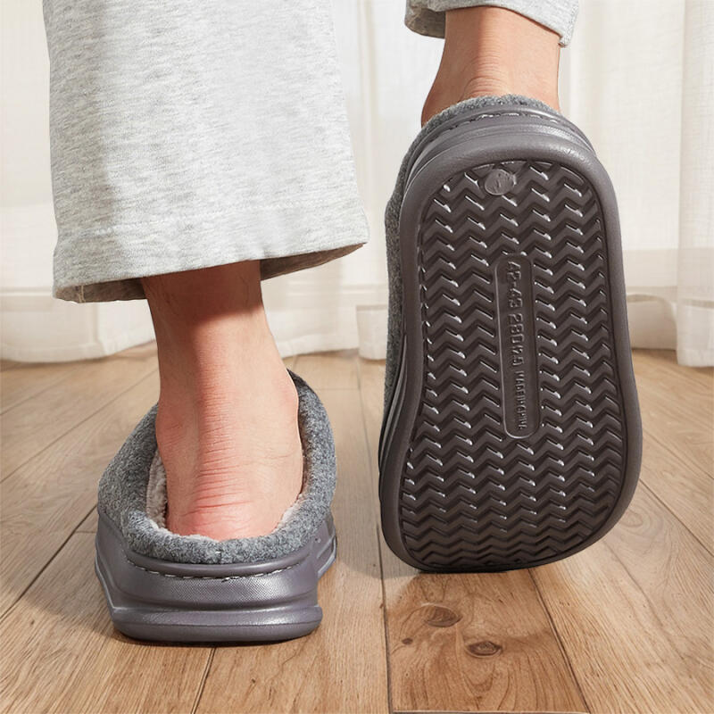 Мужские плюшевые тапочки на платформе с амортизацией из пены с памятью - Теплые зимние домашние тапочки на подкладке с нескользящей подошвой из ТПР для тепла в помещении и на улице