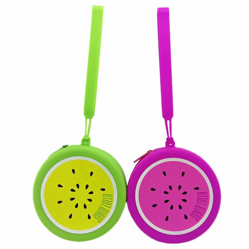 New Silicone Storage Bag Round Colorful Fruits Data Cable/earphone Storage Bag Small with Zipper Travel Coin Purse